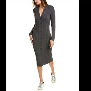 Equipment Femme EUC Beagen Ribbed Stretchy Viscose Sweater Dress in Gray Size M